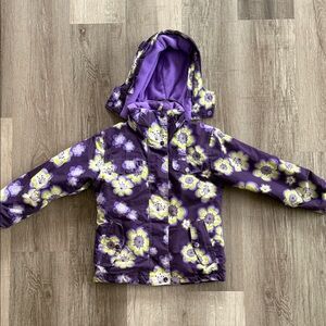 Trespass Purple Floral Hooded Kids Ski Jacket